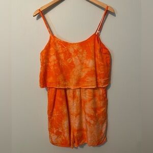 Anthropologie Amadi Emira Tie Dye Layered Romper Orange Size Small